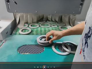 浙江客户案例:不锈钢磁环输送式自动喷砂机工作视频